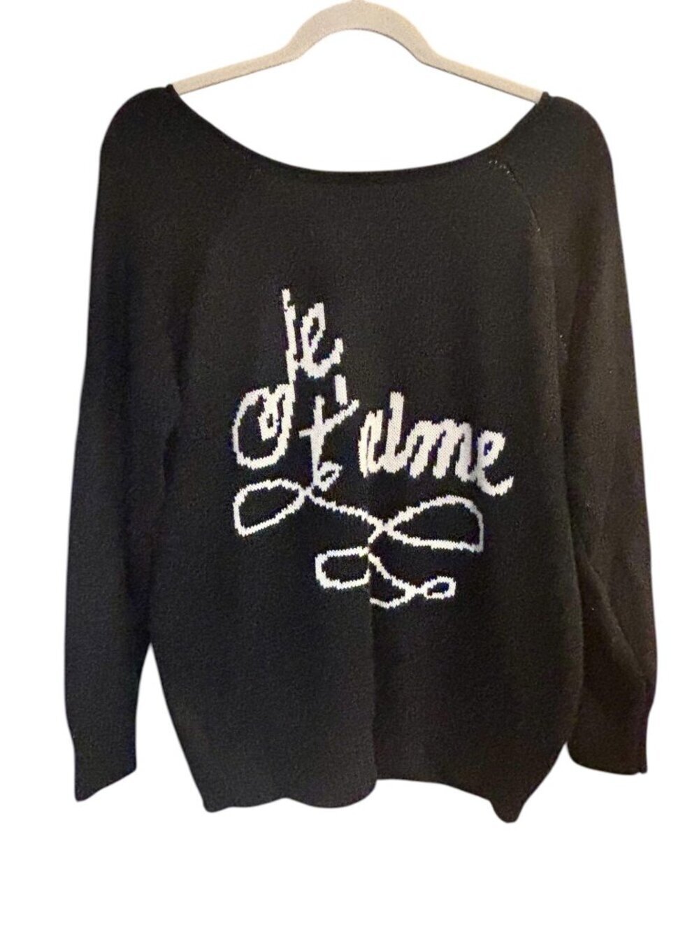 Rebellious One  “Je t’aime” Black Graphic Sweater Size L